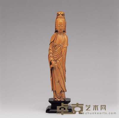 清 黄杨木观音 高30.5cm